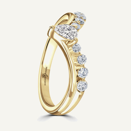 Round Brilliant & Pear Cut, Claw, Edged Diamond Eternity Ring