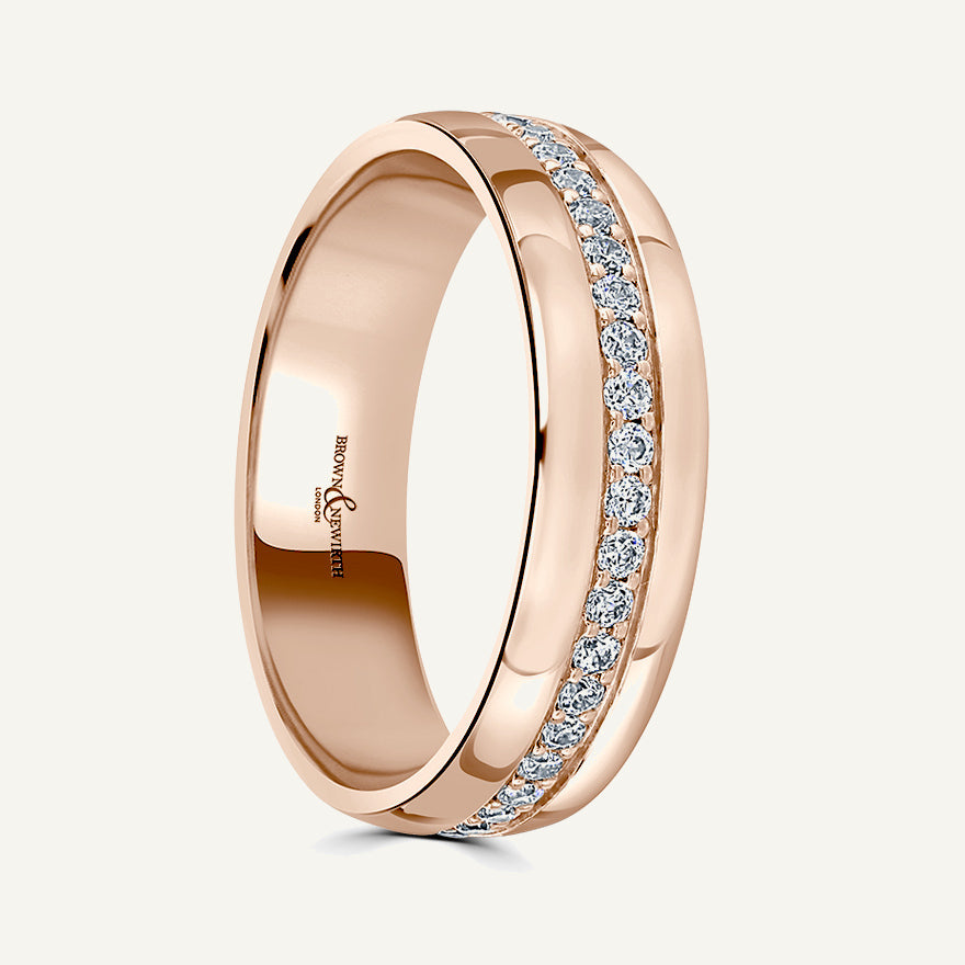 Modern Court With Pave Round Brilliant Centre Diamond Eternity Ring
