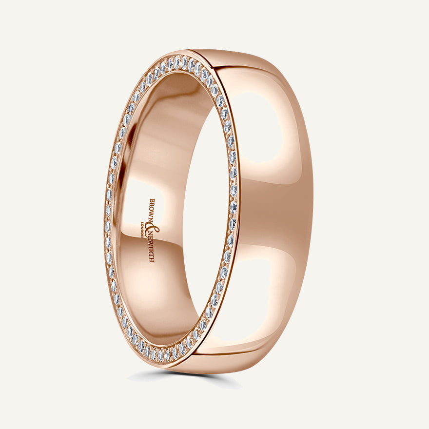 Modern Court With Pave Round Brilliant Edges Diamond Eternity Ring