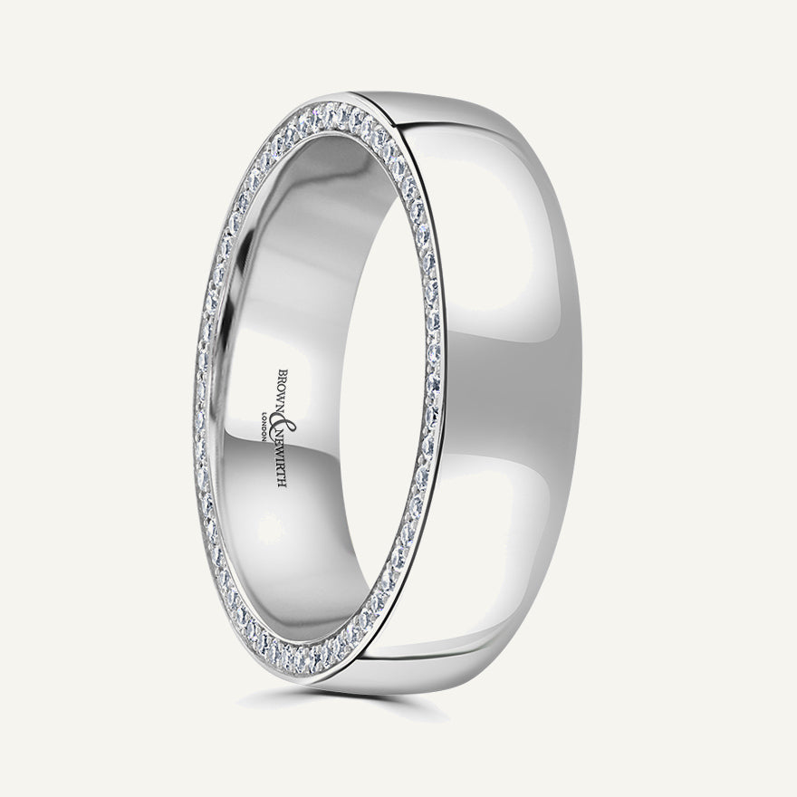 Modern Court With Pave Round Brilliant Edges Diamond Eternity Ring
