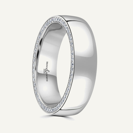 Modern Court With Pave Round Brilliant Edges Diamond Eternity Ring