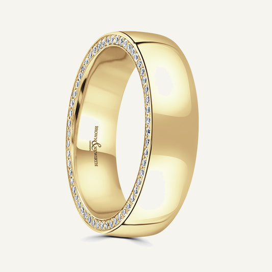 Modern Court With Pave Round Brilliant Edges Diamond Eternity Ring