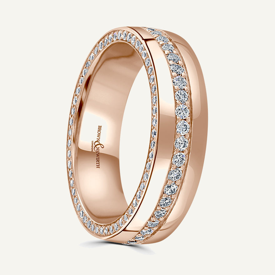 Modern Court With Pave Round Brilliant Centre And Edges Diamond Eternity Ring