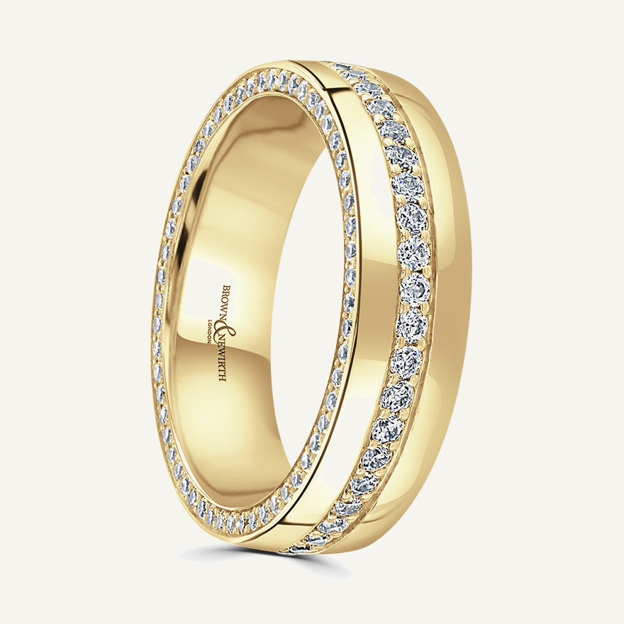 Modern Court With Pave Round Brilliant Centre And Edges Diamond Eternity Ring