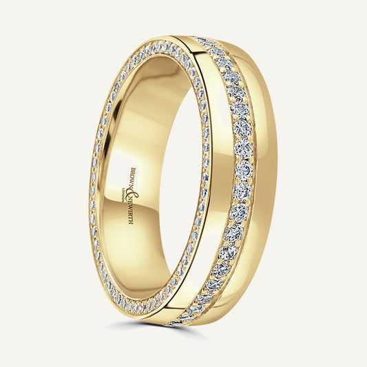 Modern Court With Pave Round Brilliant Centre And Edges Diamond Eternity Ring
