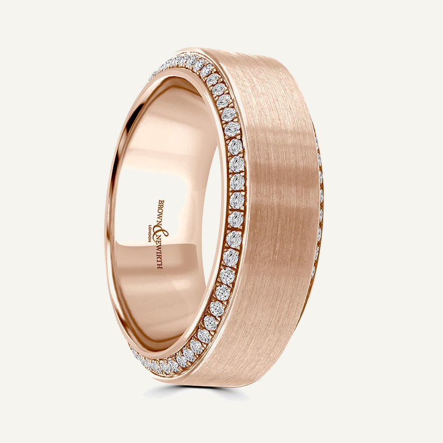 Flat Top With Round Brill Diamond Set Bevelled Edges Diamond Eternity Ring
