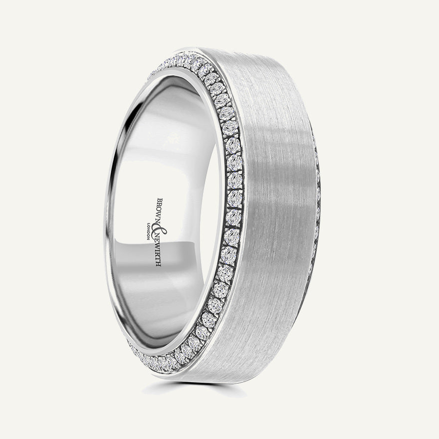 Flat Top With Round Brill Diamond Set Bevelled Edges Diamond Eternity Ring