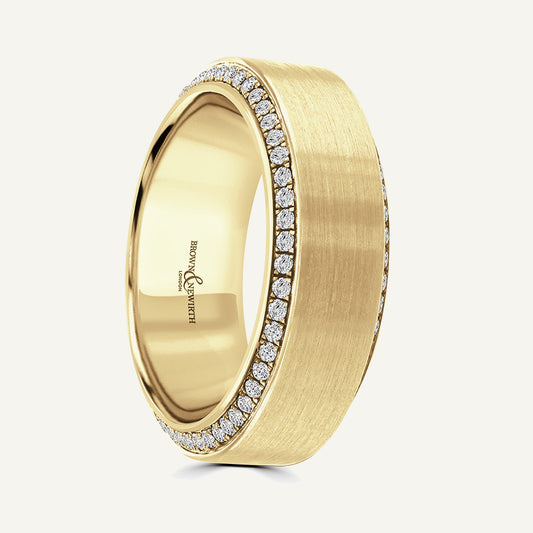 Flat Top With Round Brill Diamond Set Bevelled Edges Diamond Eternity Ring