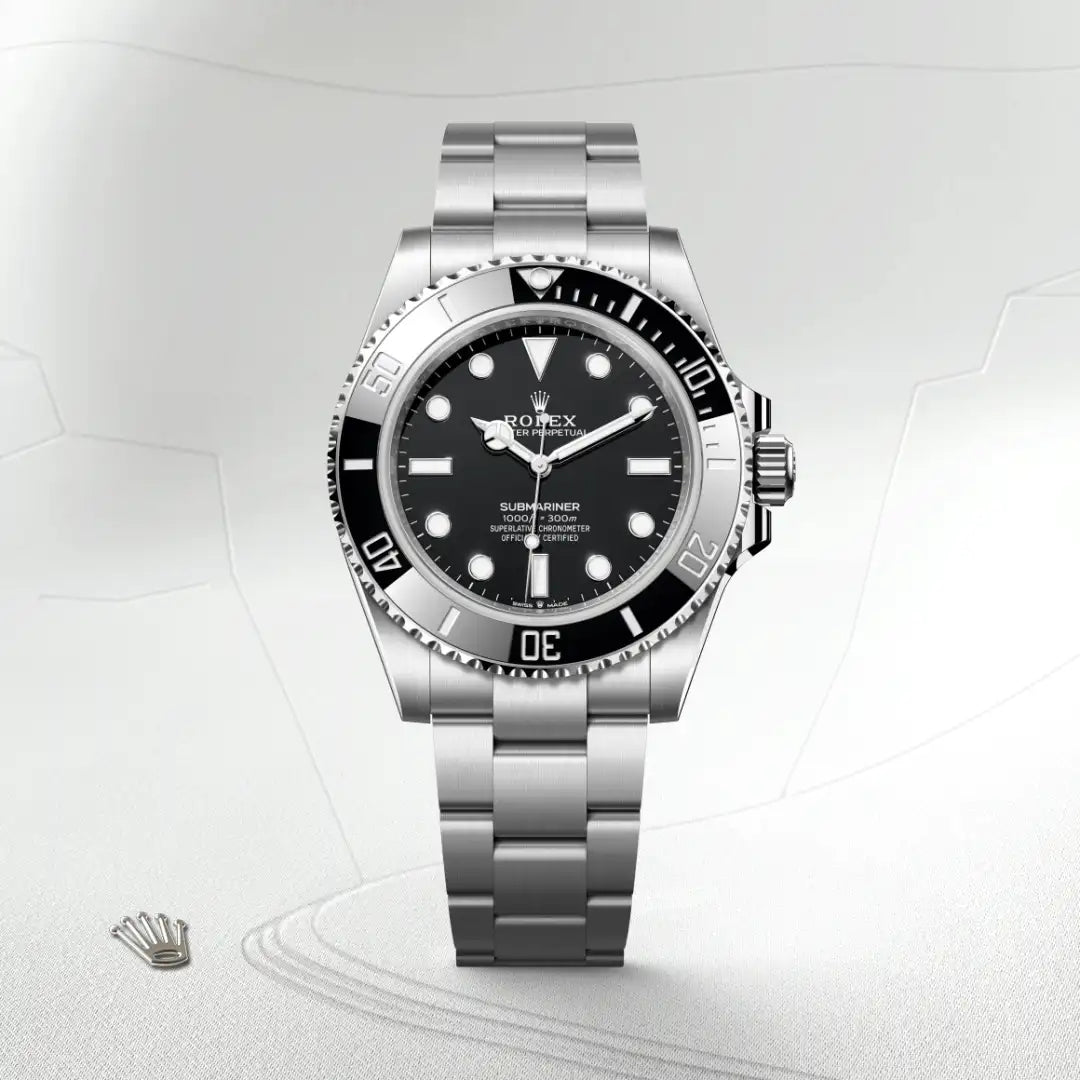 Rolex Submariner in Oystersteel with a Black dial, Unidirectional rotatable 60-minute graduated, scratch-resistant Cerachrom insert in black ceramic, numerals and graduations coated in platinum bezel, Oyster, three-piece solid links bracelet