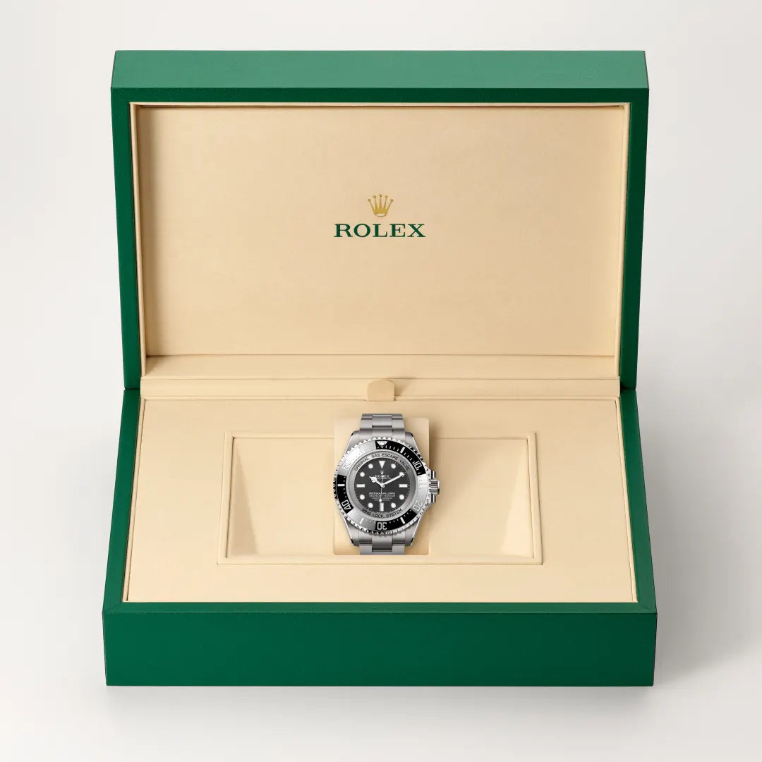 Rolex Deepsea Challenge in RLX titanium with a Intense black dial, Unidirectional rotatable 60-minute graduated, scratch-resistant Cerachrom insert in ceramic, numerals and graduations coated in platinum bezel, Oyster, three-piece solid links bracelet