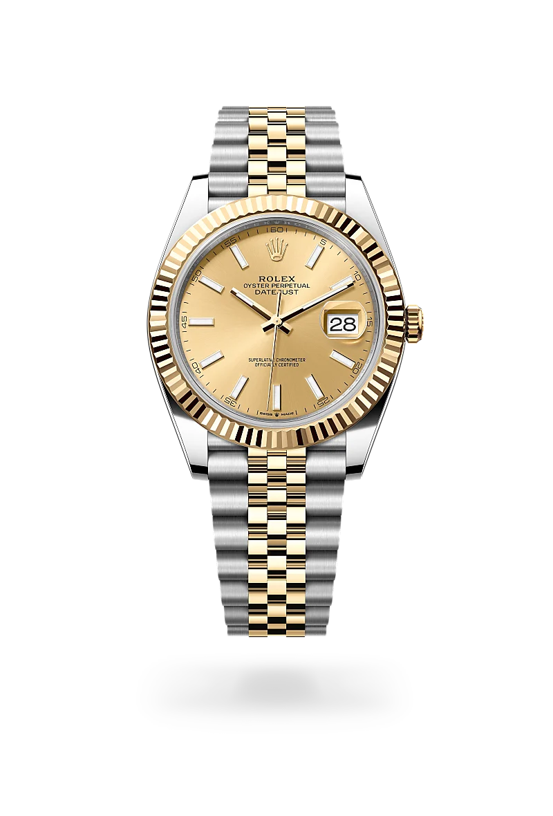 Rolex Datejust 41 in Yellow Rolesor - combination of Oystersteel and yellow gold with a Champagne-colour dial, Fluted bezel, Jubilee, five-piece links bracelet