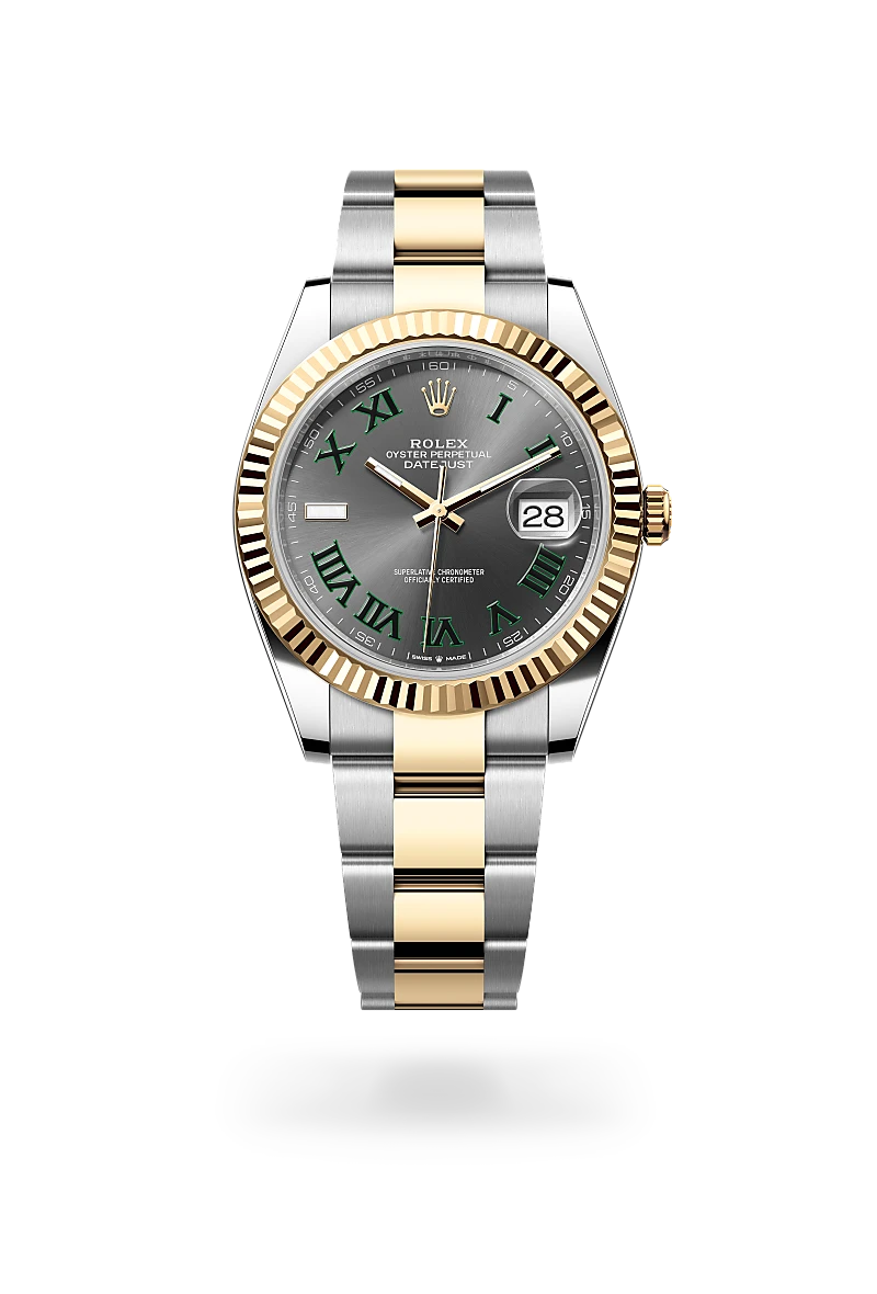 Rolex Datejust 41 in Yellow Rolesor - combination of Oystersteel and yellow gold with a Slate dial, Fluted bezel, Oyster, three-piece solid links bracelet