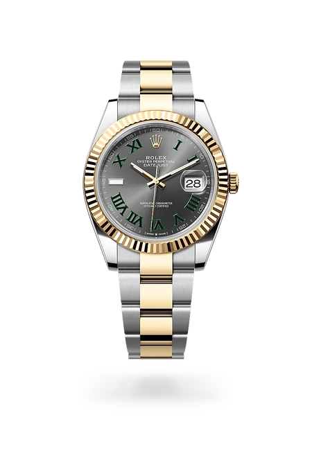 Rolex Datejust 41 in Yellow Rolesor - combination of Oystersteel and yellow gold with a Slate dial, Fluted bezel, Oyster, three-piece solid links bracelet