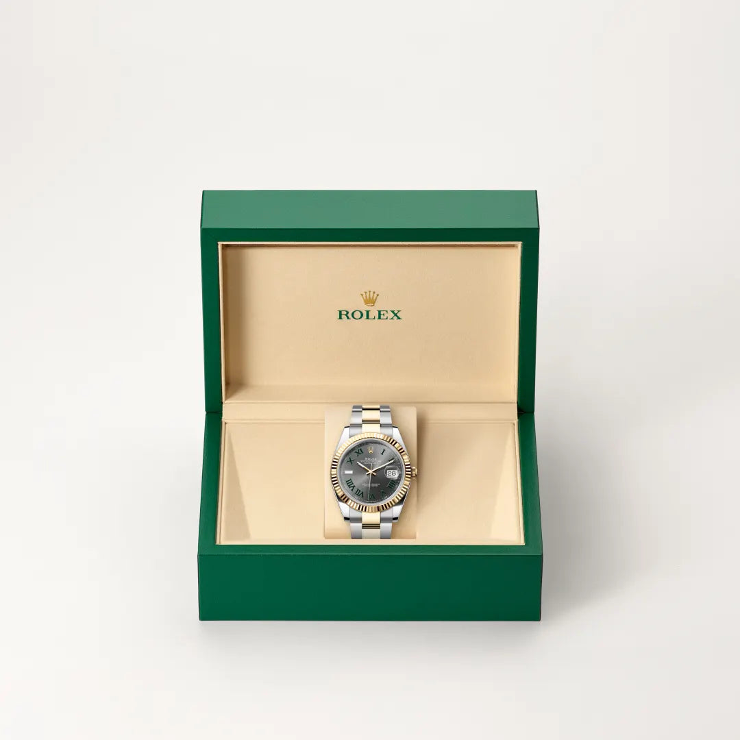 Rolex Datejust 41 in Yellow Rolesor - combination of Oystersteel and yellow gold with a Slate dial, Fluted bezel, Oyster, three-piece solid links bracelet