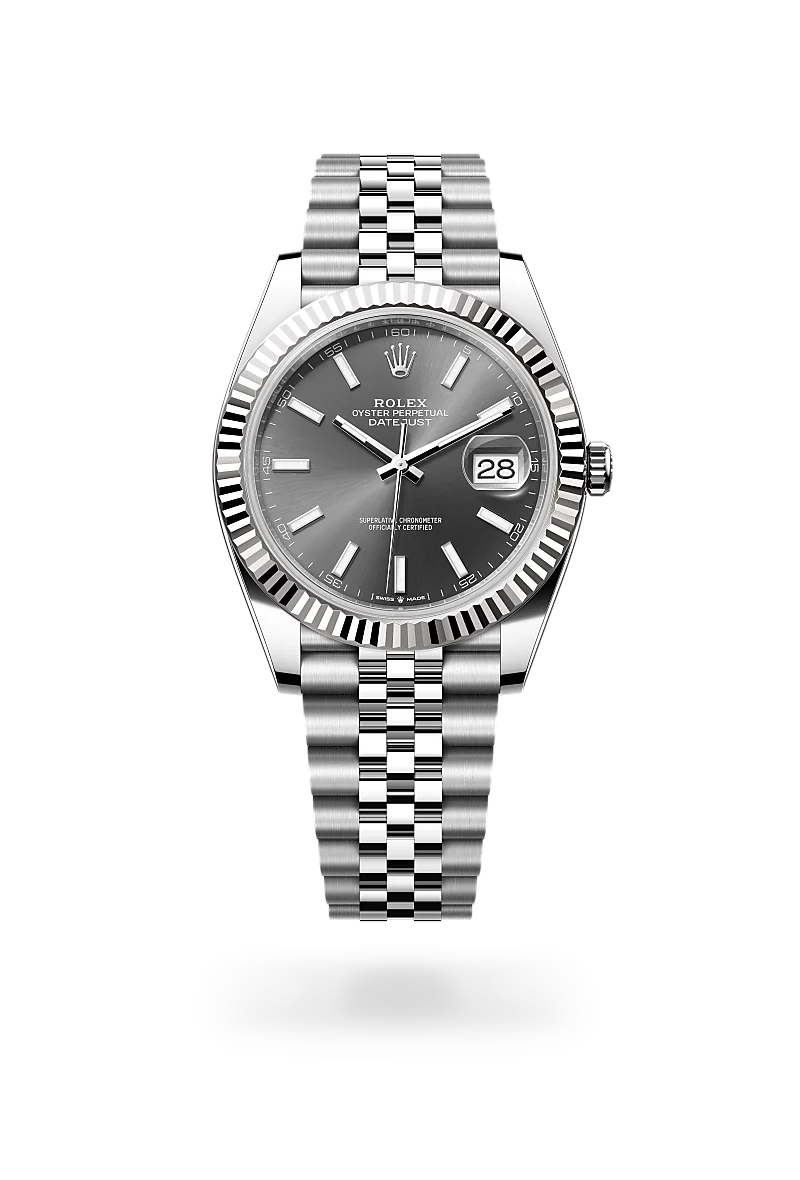 Rolex Datejust 41 in White Rolesor - combination of Oystersteel and white gold with a Slate dial, Fluted bezel, Jubilee, five-piece links bracelet