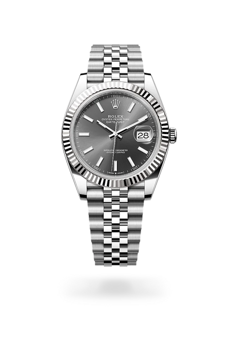 Rolex Datejust 41 in White Rolesor - combination of Oystersteel and white gold with a Slate dial, Fluted bezel, Jubilee, five-piece links bracelet