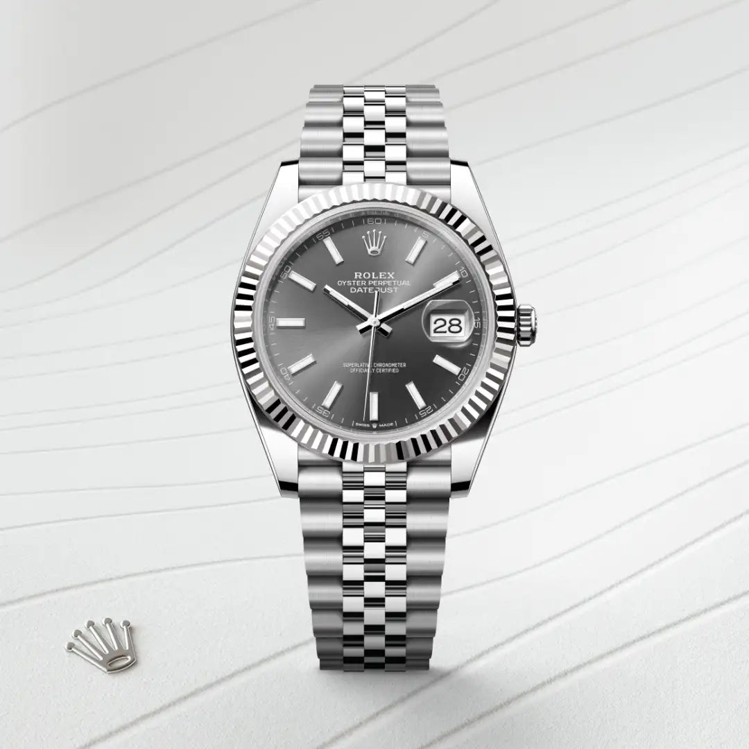 Rolex Datejust 41 in White Rolesor - combination of Oystersteel and white gold with a Slate dial, Fluted bezel, Jubilee, five-piece links bracelet
