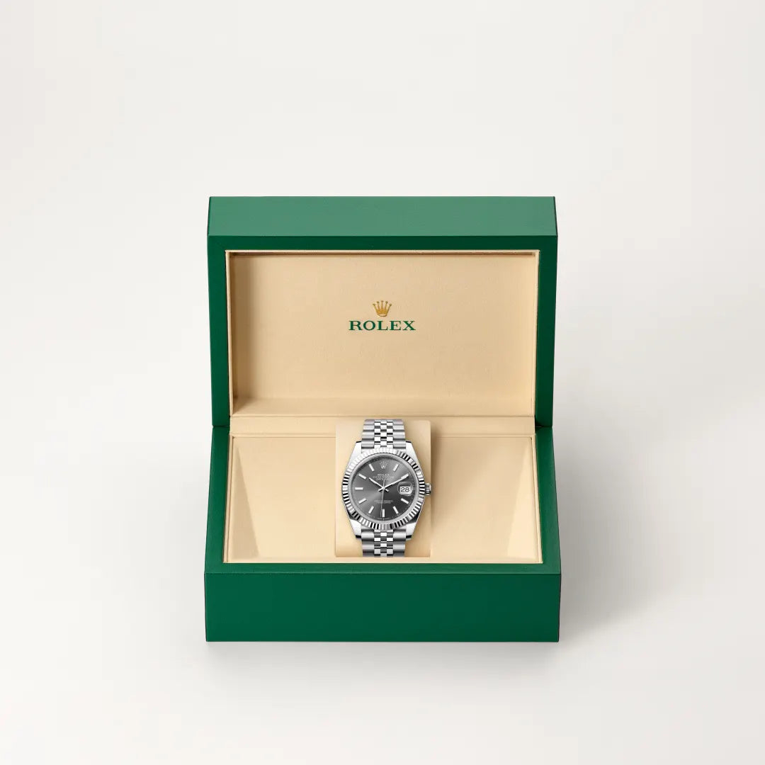 Rolex Datejust 41 in White Rolesor - combination of Oystersteel and white gold with a Slate dial, Fluted bezel, Jubilee, five-piece links bracelet