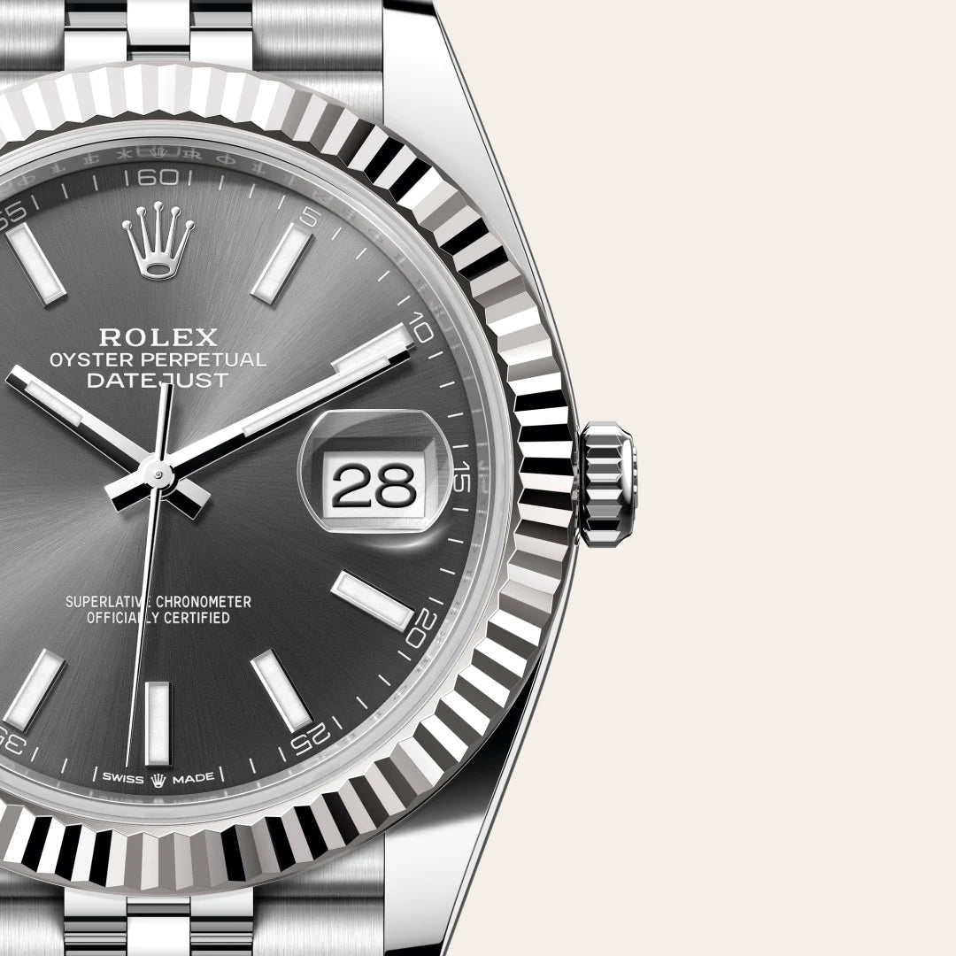 Rolex Datejust 41 in White Rolesor - combination of Oystersteel and white gold with a Slate dial, Fluted bezel, Jubilee, five-piece links bracelet