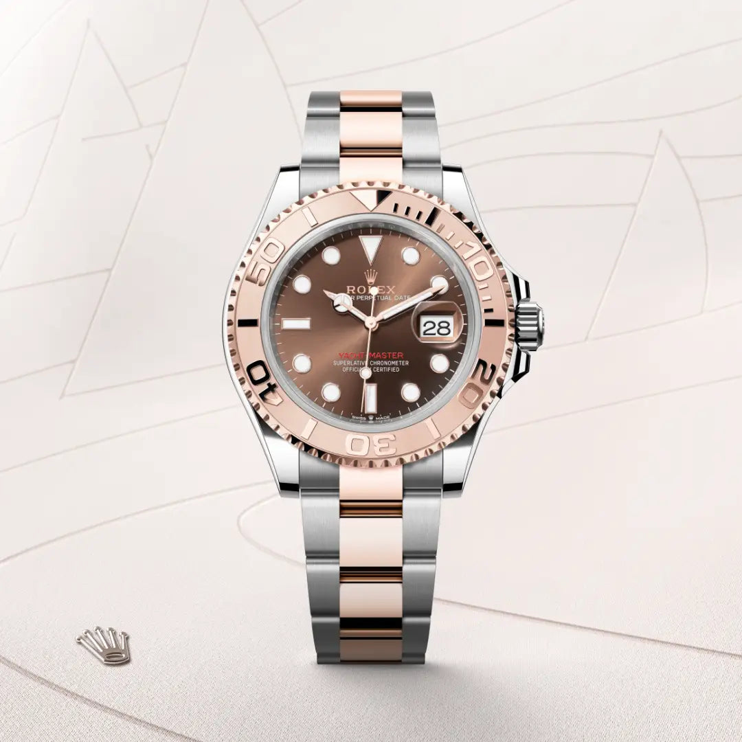 Rolex Yacht-Master 40 in Everose Rolesor - combination of Oystersteel and Everose gold with a Chocolate dial, Everose gold bidirectional rotatable 60-minute graduated with raised numerals bezel, Oyster, three-piece solid links bracelet