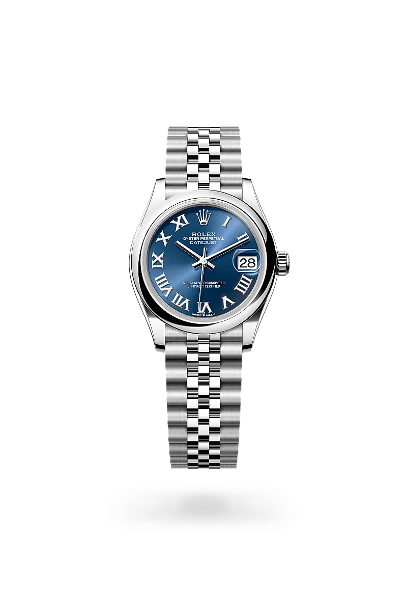 Rolex Datejust 31 in Oystersteel with a Bright blue dial, Domed bezel, Jubilee, five-piece links bracelet