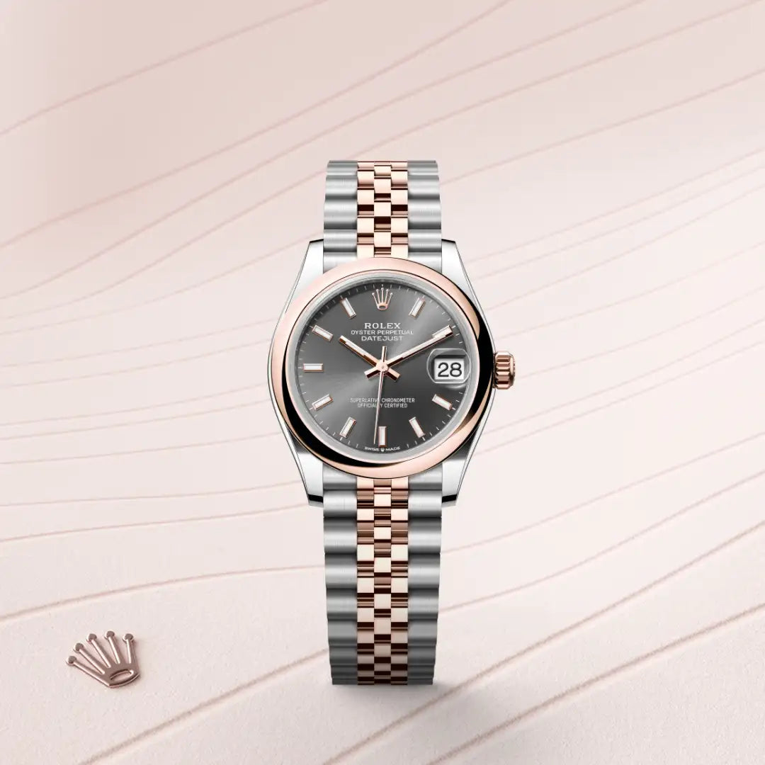 Rolex Datejust 31 in Everose Rolesor - combination of Oystersteel and Everose gold with a Slate dial, Domed bezel, Jubilee, five-piece links bracelet