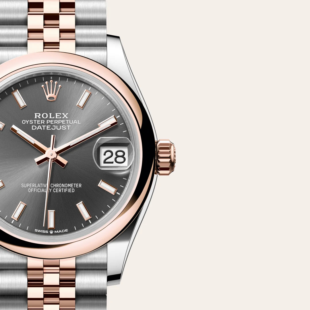 Rolex Datejust 31 in Everose Rolesor - combination of Oystersteel and Everose gold with a Slate dial, Domed bezel, Jubilee, five-piece links bracelet
