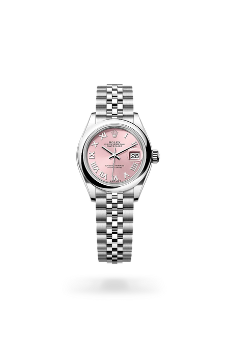 Rolex Lady-Datejust in Oystersteel with a Pink dial, Domed bezel, Jubilee, five-piece links bracelet