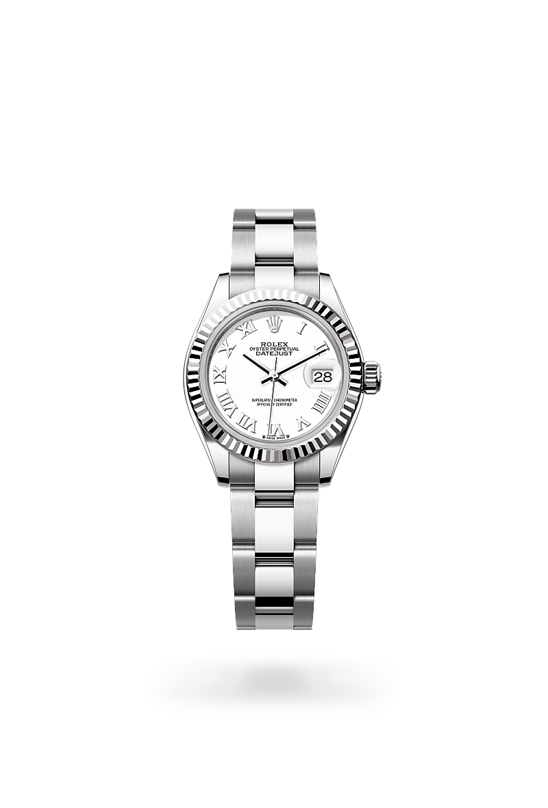 Rolex Lady-Datejust in White Rolesor - combination of Oystersteel and white gold with a White dial, Fluted bezel, Oyster, three-piece solid links bracelet