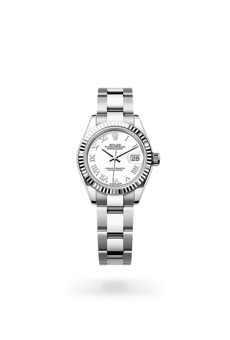 Rolex Lady-Datejust in White Rolesor - combination of Oystersteel and white gold with a White dial, Fluted bezel, Oyster, three-piece solid links bracelet