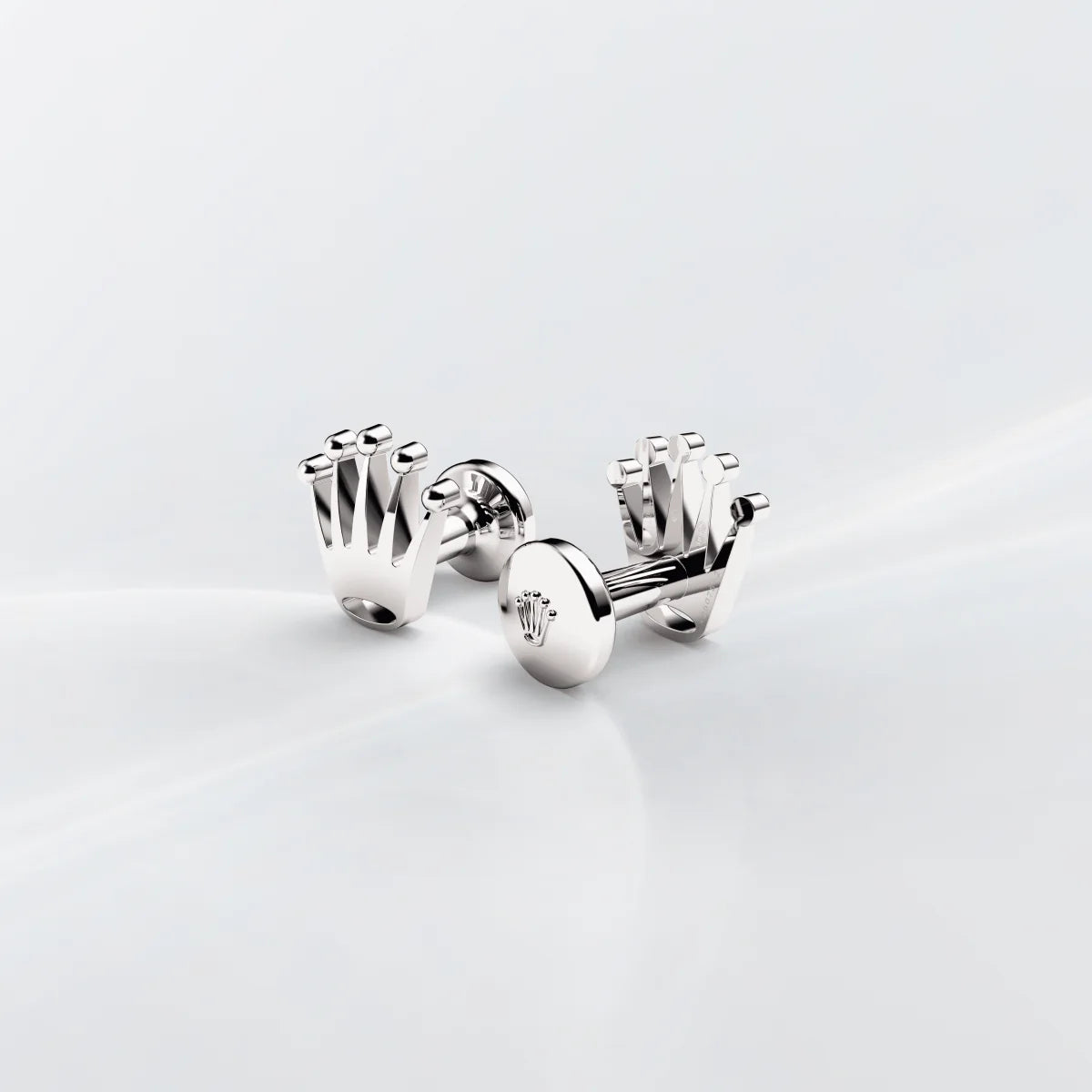 Rolex Crown cufflinks in 18 ct white gold, a1019 at Lister Horsfall