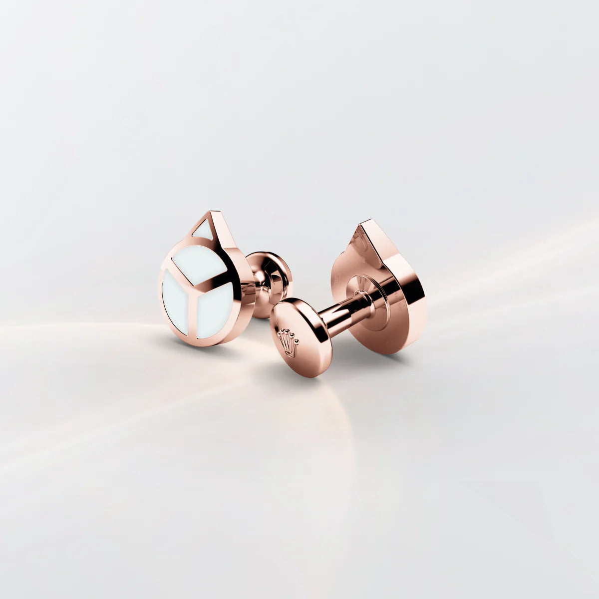 Rolex Hand cufflinks in 18 ct Everose gold, a1025 at Lister Horsfall