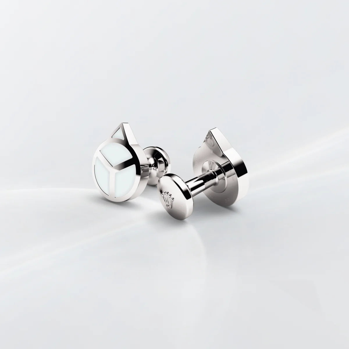 Rolex Hand cufflinks in 18 ct white gold, a1029 at Lister Horsfall