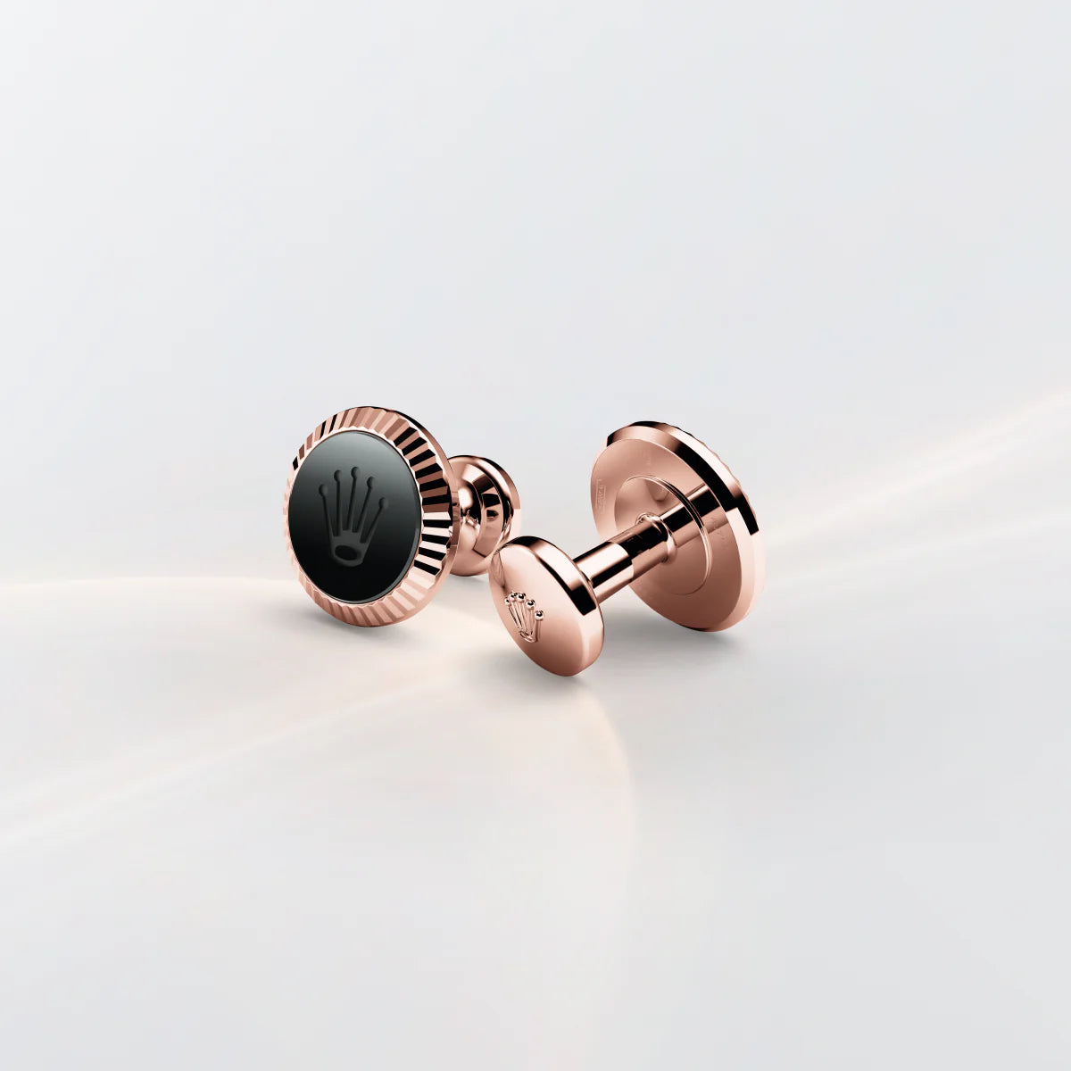 Rolex Fluted cufflinks in 18 ct Everose gold, a1035 at Lister Horsfall