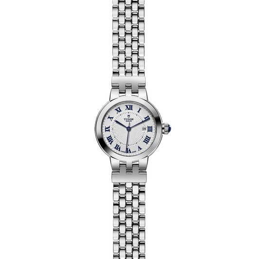 TUDOR Clair de Rose 30mm Swiss automatic watch with opaline dial and blue spinel crown