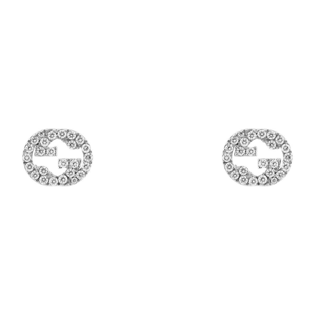 Gucci Interlocking G Diamond Set Stud Earrings in 18ct White Gold ...