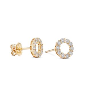 18ct yellow gold circular diamond stud earrings set in claw setting Endless Collection