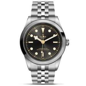Tudor Black Bay watch with 41mm stainless steel case, black index dial fitted on to a stainless steel bracelet