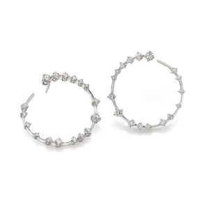 18ct white gold brilliant cut circular earrings set with diamonds