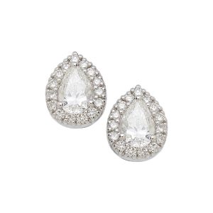 18ct white gold pear cut and brilliant cut diamond stud earrings