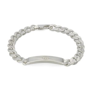 Gucci Tag Bracelet with interlocking GG in silver.