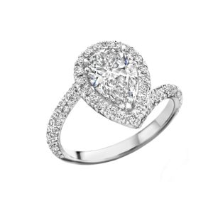 18ct white gold pear cut diamond set engagement ring